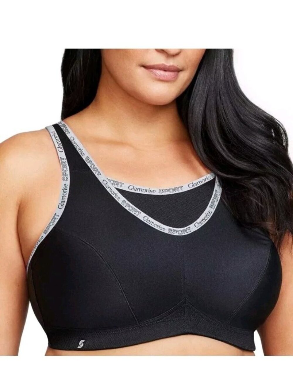 Glamorise 1066 Women 36DD No Bounce Camisole Sports Bra Wirefree Black Gray NWOT - Picture 2 of 5